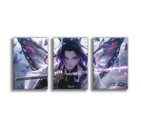 Anime Demon Canvas Posters Shinobu Kocho Wall Art Aesthetic Slayer Decor for Home Living Room Bedroom Dormitory Unframed 08 x 12 inches (20 x 30 cm), Pack of 3