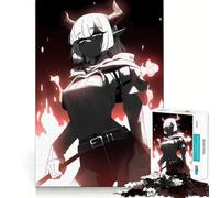 Anime Demon Girl in Fiery Setting Jigsaw Puzzle 1000 Think Boost Game Tight Lock No Loose Pieces Interactive Brain Challenge for Home (38x26cm)