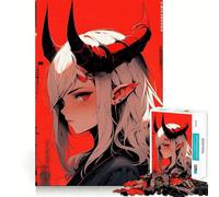 Anime Demon Girl Jigsaw Puzzle1000 Pieces Mind Train Fun Clean Cut Sturdy Components Captivating Leisure for Cozy Indoors (38x26cm)