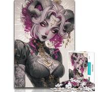 Anime Demon Girl Jigsaw Puzzles for Teenagers,Help The Brain Exercise Addictive Toys to Cultivate Patience A Work of Art 38x26cm