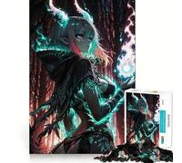 Anime Demon Girl with Fire Jigsaw for Teenagers1000 Pieces Mind Boost Game Firm Fit Secure Assembly Bonding Activity for Loved Ones (38x26cm)