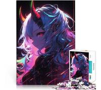 Anime Demon Girl with Neon HairJigsaw Puzzles 1000 Pieces for Adults Game Toys is ideal as a gift for the whole family 38x26cm