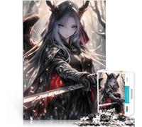 Anime Demon Girl with SwordJigsaw Puzzles for teenagers 1000 Piece DIY Toys with Fully Interlocking Randomly Shaped Pieces 38x26cm
