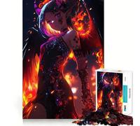 Anime Demon Girl with Wings And Fire Jigsaw 1000 Pieces Focus Building Toy Zero Gap Rewarding Activity for Rainy Days (38x52cm)