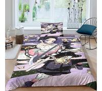 Anime Demon Slaye Duvet Cover,Kochou Shinobu Cartoon Comforter Cover for Teens,Adults,Kids,2 Pieces Soft Microfiber Bedding Set,Quilt Cover,Easy Care,Zipper Closure,Home Decor Single(135x200cm)