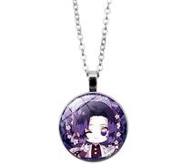 Anime Demon Slayer Cosplay Necklace Kochou Shinobu Pendant Anime Character Accessories Alloy Process Halloween Carnival Party Dress Up Gifts for Men Women Kids Manga Fans