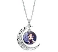 Anime Demon Slayer Cosplay Necklace Moon Kochou Shinobu Pendant Anime Character Accessories Manga Lover Series Gift Alloy Process for Men Women Kids Manga Fans