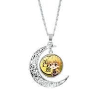 Anime Demon Slayer Cosplay Necklace Pendant Accessories Moon Gift Anime Character Agatsuma Zenitsu Alloy Process Party Dress Up Props for Men Women Kids Manga Fans