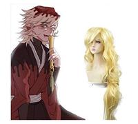 Anime Demon Slayer Douma for wig Cosplay Comic- Con Halloween Party Carnival Wig Adult Teen(Blonde Long Hair)