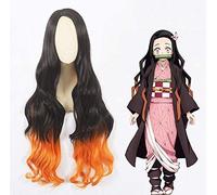 Anime Demon Slayer Kamado Nezuko For Wmoen Cosplay Costumes and Wig 2019 Pink Kimono and Black Coat Clothing L wig Nezuko (Color : Wig Nezuko, Size : One Size)
