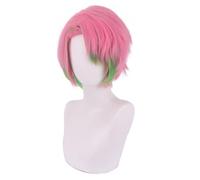 Anime Demon Slayer Kanroji Mitsuri Kimetsu No Yaiba Men Cosplay Wig Green Pink Colorful Hair Braids Hair Halloween Cosplay Costume +Wig Cap