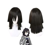 Anime Demon Slayer: Kimetsu no Yaiba Iguro Obanai Cosplay Wigs Black Heat Resistant Synthetic Hair Wig + Wig Cap MZ-1444