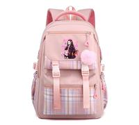 Anime Demon Tanjiro Nezuko Slayers Daypacks Travel Backpack Fashion School Bags for Teens Girls Women Students with Kawaii Pendant