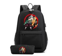 Anime Demon Tanjiro Nezuko Slayers Schoolbags and pencil case 2 Pcs Set,Anti Theft Travel Backpack Lightweight School Daypacks for Teens Girls Boys Students