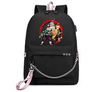 Anime Demon Theme Slayer Backpack with USB Charging Port Classic School Bags with keychain Casual Daypacks for Teens Girls Women Students