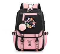Anime Demon Theme Slayer Backpack with USB Charging Port Laptop Daypacks Nezuko School Bag with Kawaii Pendant for Teens Girls Women Students