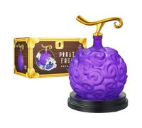Anime Devil Fruit Whiskey & Wine Decanter, 34oz Supernatural Powers Pirate Devil Colored Barware - Merch, Purple Gold Fruit, One Decanter -Beautiful Mahogany Wood Base Piece Holder Liquor, Scotch, Rum