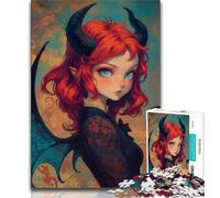 Anime Devil Girl Puzzles for Teenagers 1000 Pieces,Help The Brain Exercise Addictive Toys to Cultivate Patience Great Gift 38x26cm