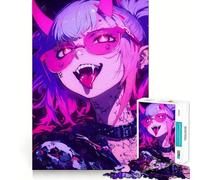 Anime Devil Girl with Pink Accents 1000-piece Jigsaw Puzzles Brain Focus Game Expert Cutting Craftsmanship Fascinating Hobby for Idle Moments (38x52cm)