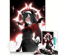 Anime Devil Girl with Red Eyes Jigsaw 1000 Pieces for Teenagers Mind Boost Fun Zero Gap Captivating Leisure for Cozy Indoors (38x52cm)