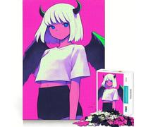 Anime Devil Girl with Wings Jigsaw for Teenagers 1000 Pieces Mental Improve Play Uniform Size Precise Pieces Family Fun Night Activity (38x52cm)