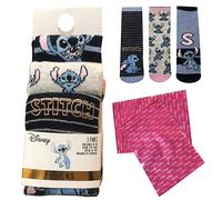 Anime Disney Socks Collection [Pack of 3] - Cotton Novelty Stitch Socks - Famous Cute Character Designs for Kids, Girls and Boys (UK Shoe Size 4-8) - in Bubblegum Gift Packaging