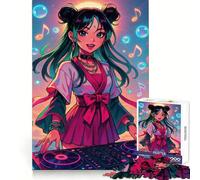 Anime DJ Girl with Music Notes Jigsaw Puzzle 1000 Piece for Adults Strategic Think Peaceful Escape Precise Fit Lovely Gift (50x75cm)
