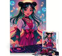 Anime DJ Girl with Music Notes Jigsaw Puzzle 1000 Piece for Teenagers Focus Training Peaceful Escape Tight Join Thoughtful Gift (38x26cm)