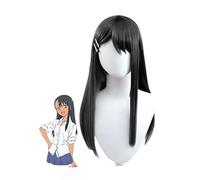 Anime Don't Toy with Me Miss Nagatoro Cosplay Wig Women Black Long Hair Halloween Costume Party Wigs WBASOZMO