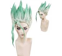 Anime Dr. Stone Cosplay Wig Ishigami Senku Wig, Green Gradient, Short Wig, for Halloween, Costume Party, Anime Shows
