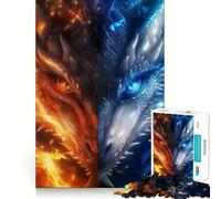 Anime Dragon Fire And Ice 1000 Piece Adult Puzzles Logic Puzzle Play Precision Cut Smooth Edges for Family Gatherings (38x52cm)