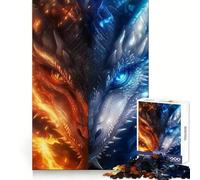 Anime Dragon Fire And Ice 1000 Piece Jigsaw Puzzle for Adults Logical Think Soft Distraction Seamless Lock Festive Present (38x26cm)