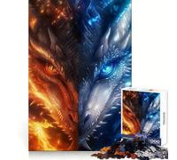Anime Dragon Fire And Ice 1000 Pieces Jigsaws Adults Puzzles Logic Practice Pleasant Leisure Clean Edges Perfect Present (50x75cm)