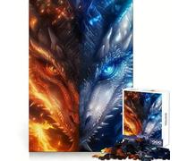 Anime Dragon Fire And Ice Jigsaw for Teenagers 1000 Pieces Mind Exercise Soft Distraction Exact Cut (38x52cm)