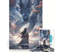 Anime Dragon Jigsaw 1000 Piece Mind Skill Play Stable Fit No Shifting Parts Enjoyable Pastime for Long Weekends (38x26cm)