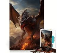 Anime Dragon of Hell Jigsaw for Adults1000 Pieces Brain Focus Game Precision Cut Smooth Edges Amusing Challenge for Waiting Time (50x75cm)