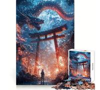 Anime Dragon's Gate Encounter 1000 Teenager Pieces Jigsaw Puzzle Logic Practice Quiet Fun Clean Edges Festive Gift (50x75cm)