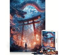 Anime Dragon's Gate Encounter Puzzle for Teenagers 1000 Pieces Brain Teasing Soothing Hobby Solid Lock Thoughtful Gift (38x26cm)