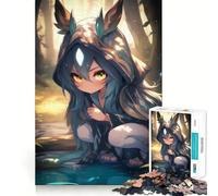 Anime Druid Girl in The Forest Jigsaw Puzzle 1000 Pieces Mental Focus Game Precision Cut Smooth Edges Absorbing Activity for Quiet Nights (50x75cm)