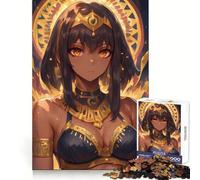 Anime Egyptian Queen with Golden Jewelry 1000 Piece Jigsaw Puzzles for Adults Jigsaw Mental Sharpness Quiet Enjoyment Smooth Edges Heartfelt Gift (38x52cm)