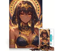 Anime Egyptian Queen with Golden Jewelry 1000 Piece Puzzle For Adults Mind Skill Play Laser Cut for Flawless Fit Rewarding Activity for Rainy Days (50x75cm)