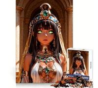 Anime Egyptian Queen with Green Eyes Jigsaw 1000 Pieces for Teenagers Mind Power Quiet Enjoyment Uniform Edges Holiday Treat (50x75cm)