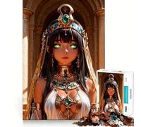 Anime Egyptian Queen with Green Eyes Jigsaw for Teenagers 1000 Pieces Mental Improve Play Uniform Size Precise Pieces Family Fun Night Activity (38x52cm)