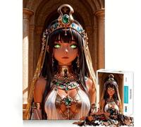 Anime Egyptian Queen with Green Eyes Jigsaw Puzzle 1000 Recall Fun Play Advanced Laser Cutting Tech Holiday Indoor Entertainment Toy (50x75cm)