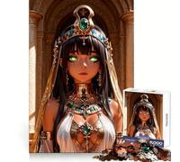 Anime Egyptian Queen with Green Eyes Teenagers Puzzles 1000 Piece Jigsaws Memory Boost Unwind Easily (38x52cm)