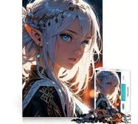 Anime Elf Girl Portrait Jigsaw 1000 Pieces Memory Skill Fun Smooth Edge Perfect Interlock Fun-filled Way to Fill Empty Hours (38x52cm)