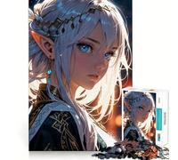 Anime Elf Girl Portrait Jigsaw for Adults 1000 Pieces Brain Memory Game Laser Cut for Flawless Fit Unique Gift for Stress Relief (38x26cm)
