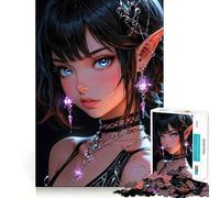Anime Elf Girl Portrait Jigsaw Puzzle1000 Pieces Mind Train Fun Clean Cut Sturdy Components Captivating Leisure for Cozy Indoors (38x52cm)