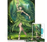 Anime Elf in Forest Leaf Dress 1000 Piece Adult Puzzles Logic Puzzle Play Precision Cut Smooth Edges for Family Gatherings (50x75cm)
