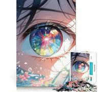 Anime Eye with Colorful Reflection Jigsaw 1000 Pieces Focus Building Toy Zero Gap Rewarding Activity for Rainy Days (38x26cm)